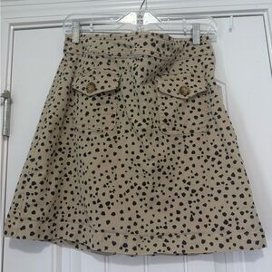 LOFT Tan Skirt with Black Dots